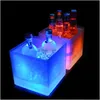 Ice Buckets And Coolers New Led 3.5L Waterproof Double Layer Square Ice Buckets Bars Nightclubs Light Up Champagne Beer Whiskey Bucket Otdvq