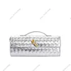 Lange Clutch, Andiamo-Griff, geflochtene Umhängetasche aus Metallstrick, mit Griff, Webtaschen, Botega-Veneta-Tasche, quadratischer Zopf, Umhängetaschen, Damen-Kuriertasche mit Klappe, Baguette