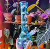 Pink Glass Bong Bubbler Heart Hookahs beaker Base Dab Rigs Downstem Perc Water Bongs With 14mm Joint 25cm tall