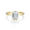 Kuololit 3CT Emerald Cut Ring pour les femmes Sobeil 18K 14K Yellow Gold DVVS1 Diamond Ring pour les cadeaux de Noël de fiançailles 231225