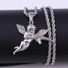 Pendentif Colliers Style Tendance Spoof Cristal Zircon Ange Cupidon Tenant Collier De Fusil Hommes Street Rock Punk Locomotive