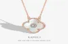 Lätt lyxig nischhalsband S925 Silver French Necklace Kvinnlig design dubblar Clover White Mother Shell Black Agate Pendant7454188