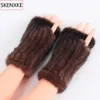 Kobiety rękawiczki prawdziwe dzianinowe rękawiczki bez palców norki zimowe rękawiczki mocne elastyczność prawdziwe futra rękawiczki dla kobiet zimne pogodę 231225