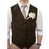 Mäns Herringbone V-ringning Single Breasted Wedding Vest Formal Man Suit Jackets Male Vests Elegant Suits Waistcoat