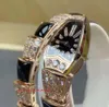 Super 5 estilos nova versão 103250 forma de cobra relógios de pulso femininos mostrador branco safira Japão movimento de quartzo conjunto de diamantes relógios femininos de negócios de qualidade premium