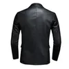 Terno de couro de grandes dimensões jaqueta de negócios moda masculina vegan jaqueta masculina fino ajuste jaqueta de couro do plutônio terno para homem S-5XL 231226