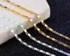 2mm Smooth Flat Chains Necklace Fashion Women 18K Gold Plated Chain for Men 925 Silver Plated Chains Necklaces Gifts DIY Jewelry A8077701
