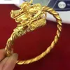 Mens Dragon Head Bangle Yellow Gold Filled Hip Hop Armband Bangle Justerbar Y200810245C