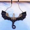 Pendant Necklaces Punk Retro Gothic Jewelry Antique Black Gold Dragon Necklace Vintage Pterosaur Charm Women Man Gift Drop ShipPen2656