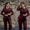 Abito formale da donna 3 pezzi da lavoro blazer bordeaux pantaloni set gilet doppio petto abiti da donna 231225