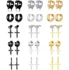 Stud 15 paires de boucles d'oreilles croisées en acier inoxydable Punk bandeau pointu Huggie CZ charnière boucle d'oreille ensemble argent noir Gold2800962