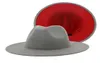 Hanxi 2020 Nowy kapelusz Kobiety Fedoras Fashion Patchwork imitacja wełna jazzowa czapka płaska Brim Panama Caps1816936