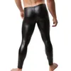 Pantaloni skinny da uomo in pelle verniciata sintetica nera di alta qualità Leggings elasticizzati in PU Pantaloni da bodywear clubwear sexy da uomo 231225