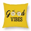 Kudde 45x45cm Daisy Pillow Case Peach Skin Yellow Flower Creative Text Cover