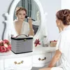 Storage Boxes Makeup Bag Organizer PU Leather Large Pouch With Multiple Compartments Bedroom Dresser Office For