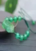 Natural Green Chalcedony Bracelet Carved Pixiu Round Beads Bangles Gift For Women039s Jades Stone Jewelry Beaded Strands1575649