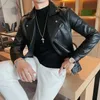 Männer Turn-revers Pu Jacke Leder Mantel Außerhalb Frühling und Herbst Straße Trendy männer Persönlichkeit Einfache Punk Fan Mantel s-3XL 231226