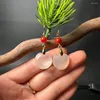 Boucles d'oreilles pendantes rétro perles rouges calcédoine blanche RuYi boucle d'oreille pour femme à la mode Jade gemme crochet Unique fille cadeau bijoux