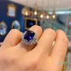 Anéis de casamento moda retro 12mm paraiba rubi esmeralda abertura ajustável anel de noivado designer jóias para festa amigos presente