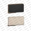 M80680 Designer Zippy Wallet Canvas reliëf Echte cowhide-leer vrouwen mannen wild in hart