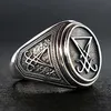 Retro Gothic Lucifer Satan Signet Ring Stainless Steel Rock Punk Seal Rings Men and Women Pagan Jewelry Gift2649