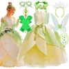 Tiana Cosplay Costume for Girls Fancy Princess The Frog Dress Carnival Birthday Party Kids Frock Ball Gowns Clothes 2 11 231226