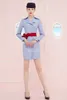 Air France Flight Desterant Uniform Professional Set Beauty Club European Airline Stewardess Workkläder Slim Fit Dress + Hat