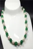 Sälj Natural 89mm White Freshwater Pearl Green Jade Beads Halsband 48 cm Fashion Jewelry5091159