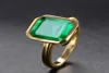 Gold Color 18k Natural Emerald Rings Women Vintage Real Sier 925 Ring Mens Jewelry Brand Anniversary Party Gifts9560352