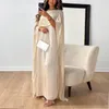 Party Dresses Elegant Women Big Hem Long Dress Casual O Neck Solid Color Chiffon Loose Muslim Ladies Shawl Sleeve Evening Robe