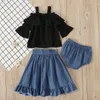 Zestawy odzieży Dziewczyny letnie ubrania garnitury poza szewlerem szorty koronkowe spódnice 3PCS Princess Baby Denim stroje 1-3years Beach