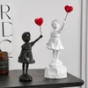 Flying Balloon Girl Statue Sculptures and Figurines Living Room Decor Home Decoration and Table Accessories Desk Accessories 231225
