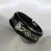 Couple Ring - Men's 8mm Dragon Titanium Steel Ring and Women's 10kt Black Gold Fill Black Diamond Gemstone Ring Bridal W260i