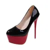 Robe chaussures mode femmes pompes 14cm extrêmement plate-forme talons hauts sexy en cuir verni rouge noir fête de mariage stiletto plus taille 42