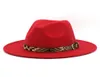 Leopard poczuł fedora kapelusz szeroki brzegi mężczyźni kobiety jazz panama czapki formalne czapki kobiety kobiety dziewczyny trilby chapau zima moda ACCE1720883