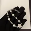 France Bijoux Designer Bracelet de perles de luxe classique double lettre étoile à cinq branches incrustée de strass en laiton matériel femmes colliers de charme soeur cadeau de mode