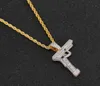 Ny Hip Hop Gold Silver Color Plated Copper Iced Out Micro Paled CZ Gun Pendant Necklace Men Charm Jewelry9654968