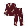 Vêtements de nuit pour hommes Gold Horse Pyjama Ensembles Automne Animal Print Mignon Accueil Femmes 2 pièces Casual Surdimensionné Costume personnalisé Idée cadeau