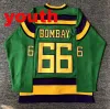 Youth Kids Mighty Ducks Movie Hockey Jersey #96 Charlie Conway #99 Adam Banks #66 Gordon Bombay #33 Greg Goldberg Jerseys sydd White Gree
