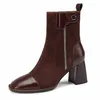 Botas femininas de salto alto francês, grossas e pequenas, outono/inverno, nova versão coreana, slim, estilo noturno, botas martin curtas