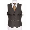 Uomo a spina di pesce con scollo a V monopetto Business Casual Gilet da uomo Steampunk Gemelli Abiti eleganti Uomo Gilet da uomo formale