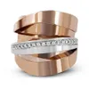 Anillos de boda creativos de acero inoxidable entrelazados multicapa para mujer, anillo de compromiso de color plata, oro rosa Vintage, joyería 284W