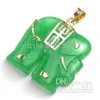 Grüne Jade 18K GP-Elefant-Anhänger-Halskette2798