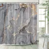 Gray Golden Crackle Marble Shower Curtain Set Modern Creative Texture Fabric Bathroom Decor and Non Slip Bath Mat 231225
