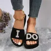 Slippers Ladies Fashion Summer Pearl Decoration Open Toe de pé espesso do salto de encosta Tamanho das mulheres 11