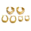Orecchini a cerchio Fashion Round Huggie per donna Cerchi geometrici con fibbia per l'orecchio Gioielli in acciaio inossidabile placcato oro