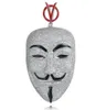 Hip Hop V pour Vendetta collier couleur argent cubique Zircon masque pendentif pour hommes glace sur Tennis chaîne rappeur bijoux 9829330