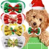 Vêtements pour chiens 30pcs grands noeuds papillons de Noël petit-moyen animal de compagnie noeud papillon collier bande élastique arcs fête scène toilettage pour petits chiens