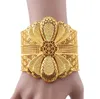 Luxury Indian Big Wide Bangle 24k Gold Color Flower Bangles For Women African Dubai Arab Wedding Jewelry Gifts1814526