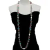 Yygem Natural Cultured Freshwater White Rice Pearl Multi Color Top-drilled Teardrop Crystal Long Necklace 49 "231225